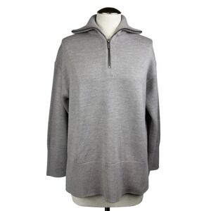 Babaton Womens Sweater Size 2XS Half Zip Gray Tunic Pullover‎ Mock Neck Knitwear